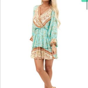 Turquoise printed dress
